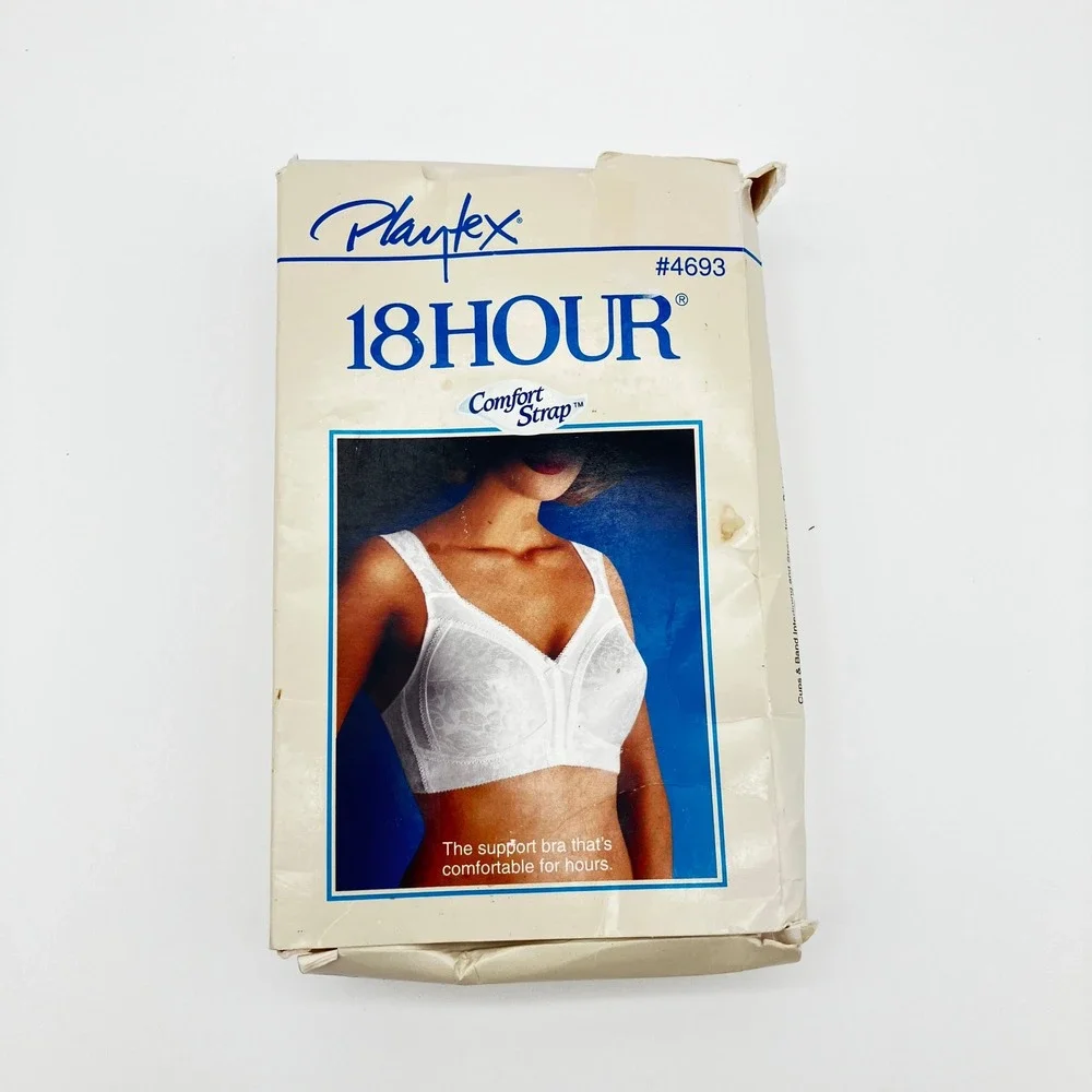Playtex Wireless Bra 18 Hour Comfort Strap 4693 34DD White Vintage Lace